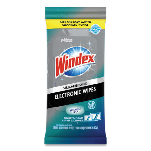 Windex Electronics Cleaner, 25 Wipes, 12 Packs Per Carton 319248