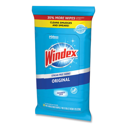 Windex Glass and Surface Wet Wipe, Cloth, 7 x 8, 38-Pack 00019800002961