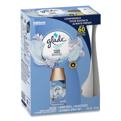 Glade Automatic Air Freshener Starter Kit, Spray Unit and Refill, Clean Linen, 6.2 oz 310916
