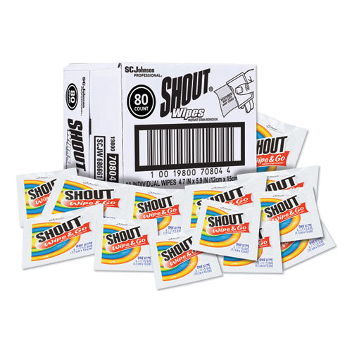 Shout Wipe and Go Instant Stain Remover, 4.7 x 5.9, 80 Packets-Carton 686661