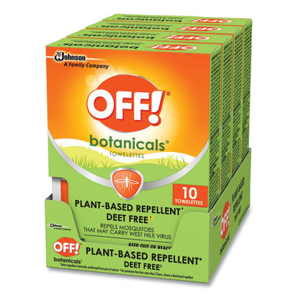 OFF! Botanicals Insect Repellant, Box, 10 Wipes-Pack, 8 Packs-Carton 694974