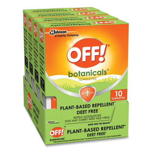 OFF! Botanicals Insect Repellant, Box, 10 Wipes-Pack, 8 Packs-Carton 694974