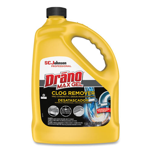 Drano Max Gel Clog Remover, Bleach Scent, 128 oz Bottle, 4-Carton 696642