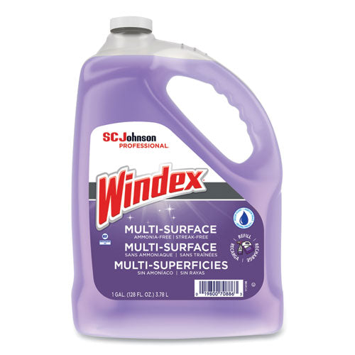 Windex Non-Ammoniated Glass-Multi Surface Cleaner, Pleasant Scent, 128 oz Bottle, 4-CT 697262
