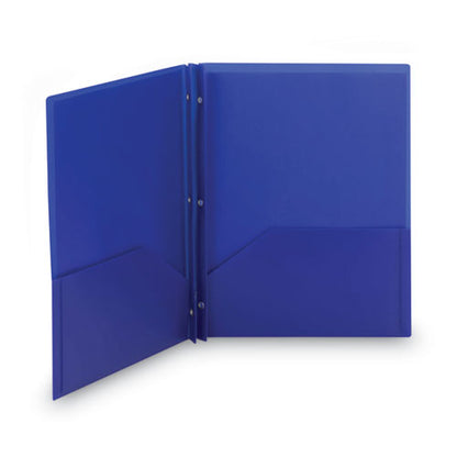 Smead Poly Two-Pocket Folder with Fasteners, 180-Sheet Capacity, 11 x 8.5, Blue, 25-Box 87726