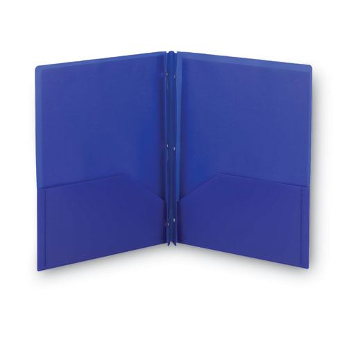 Smead Poly Two-Pocket Folder with Fasteners, 180-Sheet Capacity, 11 x 8.5, Blue, 25-Box 87726