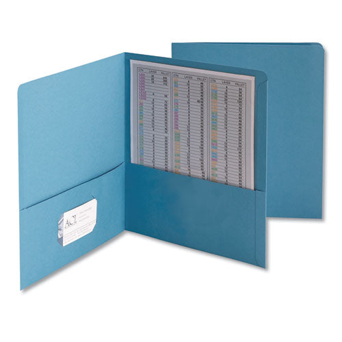Smead Two-Pocket Folder, Embossed Leather Grain Paper, 100-Sheet Capacity, 11 x 8.5, Blue, 25-Box 87852