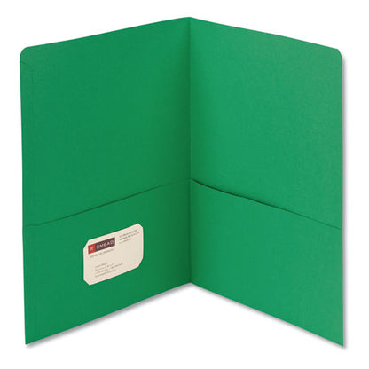 Smead Two-Pocket Folder, Textured Paper, 100-Sheet Capacity, 11 x 8.5, Green, 25-Box 87855