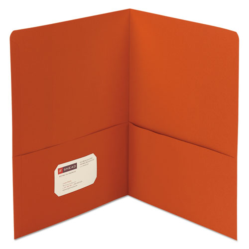 Smead Two-Pocket Folder, Textured Paper, 100-Sheet Capacity, 11 x 8.5, Orange, 25-Box 87858