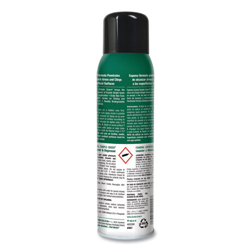 Simple Green Foaming Crystal Industrial Cleaner and Degreaser, 20 oz Aerosol Spray, 12-Carton 0610001219010