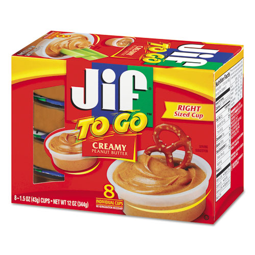 Jif To Go Spreads, Creamy Peanut Butter, 1.5 oz Cup, 8-Box 5150024136