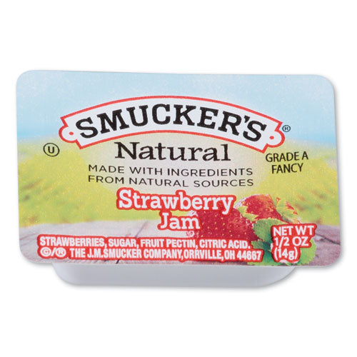Smucker's Smuckers 1-2 Ounce Natural Jam, 0.5 oz Container, Strawberry, 200-Carton 8201