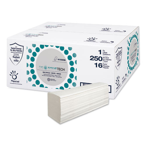 Papernet DissolveTech Paper Towel, 5.3" x 8", White, 16 Packs-Carton 410338