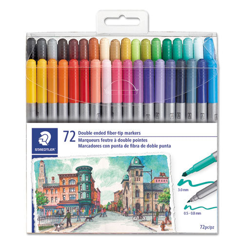 Staedtler Double Ended Markers, Assorted Bullet Tips, Assorted Colors, 72-Pack 3200TB7202