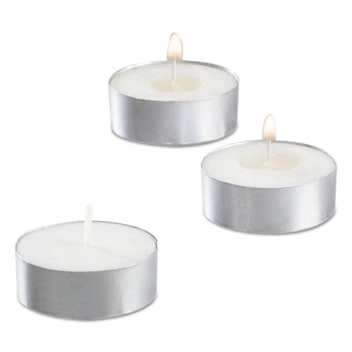Sterno Tealight Candle, 5 Hour Burn, 0.5"h, White, 50-Pack, 10 Packs-Carton STE 40100