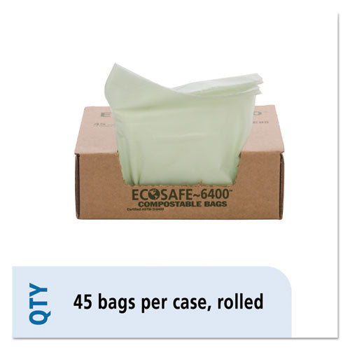 Stout by Envision EcoSafe-6400 Bags, 13 gal, 0.85 mil, 24" x 30", Green, 45-Box E2430E85
