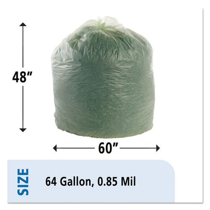 Stout by Envision EcoSafe-6400 Bags, 64 gal, 0.85 mil, 48" x 60", Green, 30-Box E4860E85