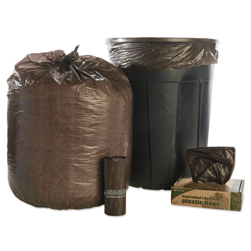 Stout by Envision Controlled Life-Cycle Plastic Trash Bags, 39 gal, 1.1 mil, 33" x 44", Brown, 40-Box G3344B11