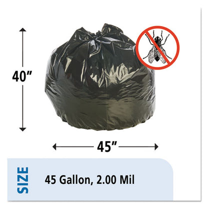Stout by Envision Insect-Repellent Trash Bags, 45 gal, 2 mil, 40" x 45", Black, 65-Box P4045K20