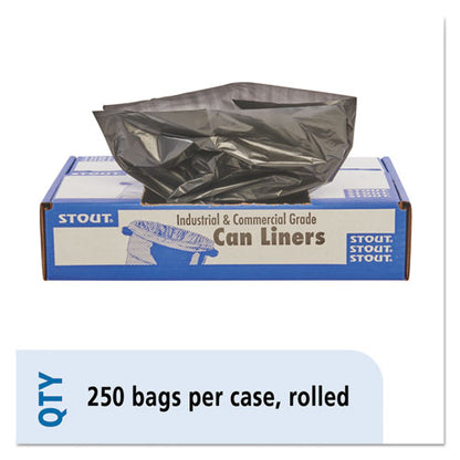 Stout by Envision Total Recycled Content Plastic Trash Bags, 10 gal, 1 mil, 24" x 24", Brown-Black, 250-Carton T2424B10