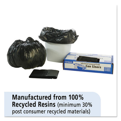 Stout by Envision Total Recycled Content Plastic Trash Bags, 10 gal, 1 mil, 24" x 24", Brown-Black, 250-Carton T2424B10