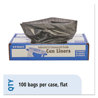 Stout by Envision Total Recycled Content Plastic Trash Bags, 33 gal, 1.3 mil, 33" x 40", Brown-Black, 100-Carton T3340B13