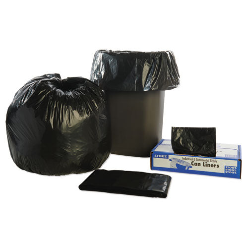 Stout by Envision Total Recycled Content Plastic Trash Bags, 33 gal, 1.5 mil, 33" x 40", Brown-Black, 100-Carton T3340B15