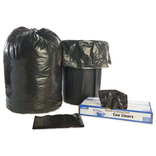Stout by Envision Total Recycled Content Plastic Trash Bags, 60 gal, 1.5 mil, 38" x 60", Brown-Black, 100-Carton T3860B15