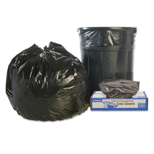 Stout by Envision Total Recycled Content Plastic Trash Bags, 45 gal, 1.5 mil, 40" x 48", Brown-Black, 100-Carton T4048B15