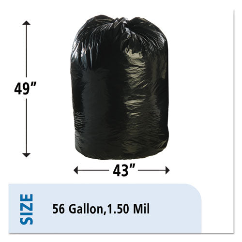 Stout by Envision Total Recycled Content Plastic Trash Bags, 56 gal, 1.5 mil, 43" x 49", Brown-Black, 100-Carton T4349B15