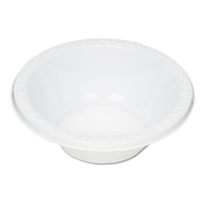 Tablemate Plastic Dinnerware, Bowls, 12 oz, White, 125-Pack 12244WH