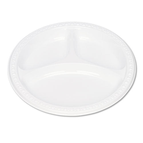 Tablemate Plastic Dinnerware, Compartment Plates, 9" dia, White, 125-Pack 19644WH
