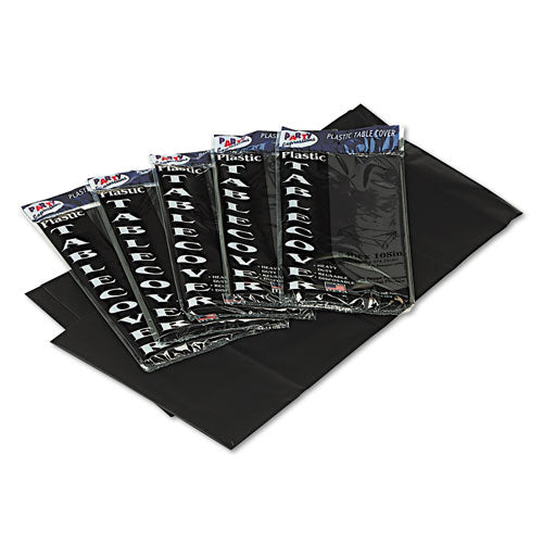 Tablemate Table Set Rectangular Table Covers, Heavyweight Plastic, 54" x 108", Black, 6-Pack 549-BK