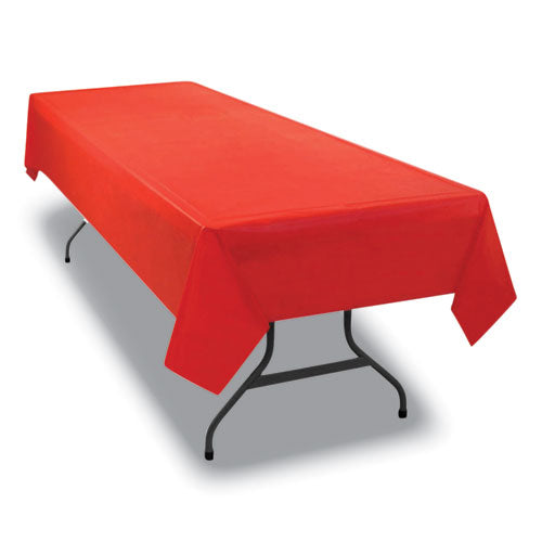 Tablemate Table Set Rectangular Table Cover, Heavyweight Plastic, 54" x 108", Red, 6-Pack 549RD