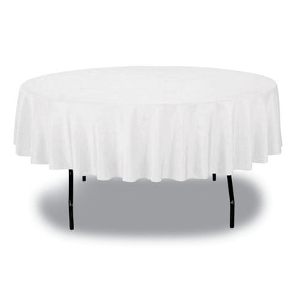 Tablemate Table Set Round Table Cover, Plastic, 84" Diameter, White, 6-Pack 84WH