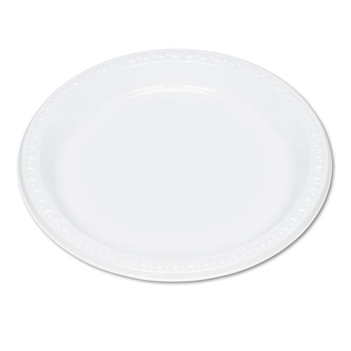 Tablemate Plastic Dinnerware, Plates, 9" dia, White, 125-Pack, 4 Packs-Carton 9644WH