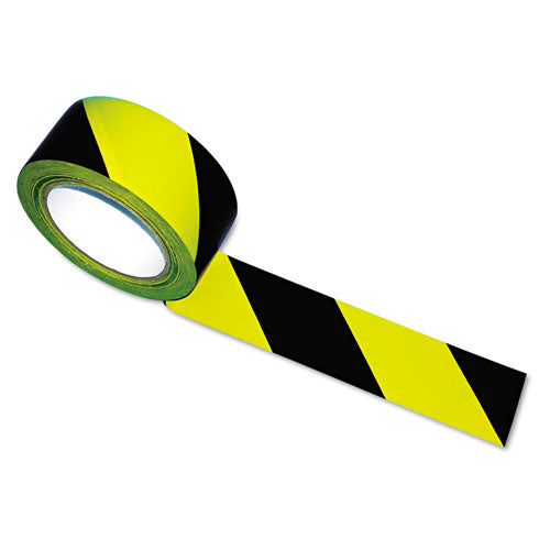 Tatco Hazard Marking Aisle Tape, 2" x 108 ft, Black-Yellow 14711