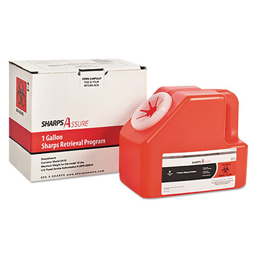 TrustMedical Sharps Retrieval Program Containers, 1 gal, Cardboard-Plastic, Red SC1G424A1G