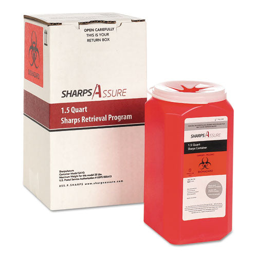 TrustMedical Sharps Retrieval Program Containers, 1.5 qt, Plastic, Red SC1Q424A1Q