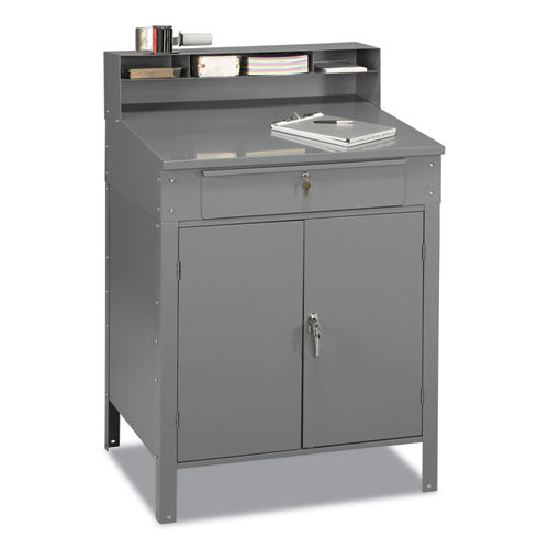 Tennsco Steel Cabinet Shop Desk, 34.5" x 29" x 53", Medium Gray SR-58MG