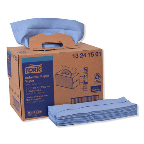 Tork Industrial Paper Wiper, 4-Ply, 12.8 x 16.5, Blue, 180-Carton 13247501