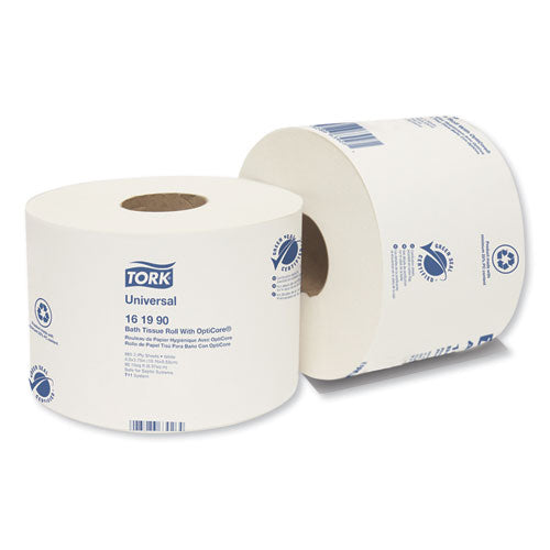 Tork Universal Bath Tissue Roll with OptiCore, Septic Safe, 2-Ply, White, 865 Sheets-Roll, 36-Carton 161990
