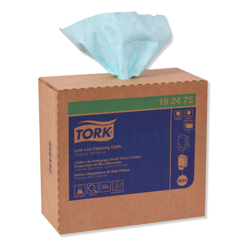 Tork Low-Lint Cleaning Cloth, 9 x 16.5, Turquois, 100-Box, 8 Boxes-Carton 192475