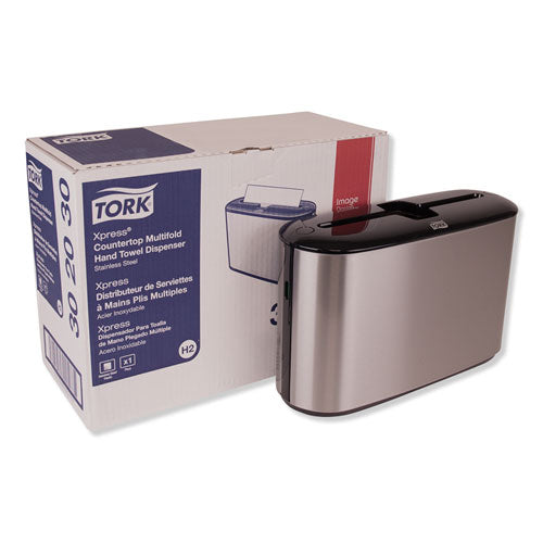 Tork Xpress Countertop Towel Dispenser, 12.68 x 4.56 x 7.92, Stainless Steel-Black 302030