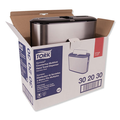 Tork Xpress Countertop Towel Dispenser, 12.68 x 4.56 x 7.92, Stainless Steel-Black 302030