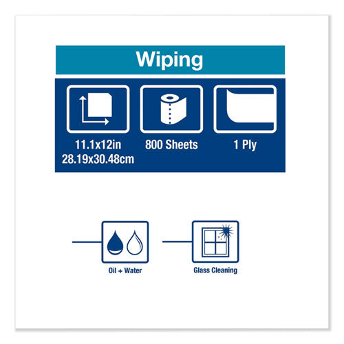 Tork Heavy-Duty Paper Wiper, 11.1" x 800 ft, Blue 450304
