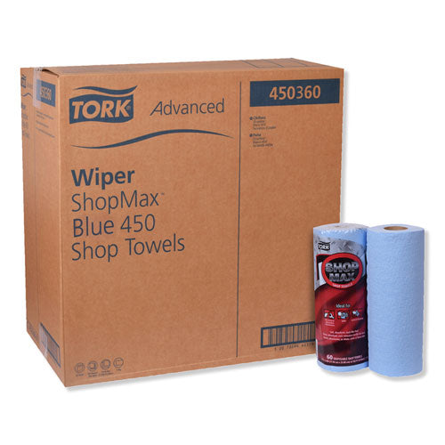 Tork Advanced ShopMax Wiper 450, 11 x 9.4, Blue, 60-Roll, 30 Rolls-Carton 450360