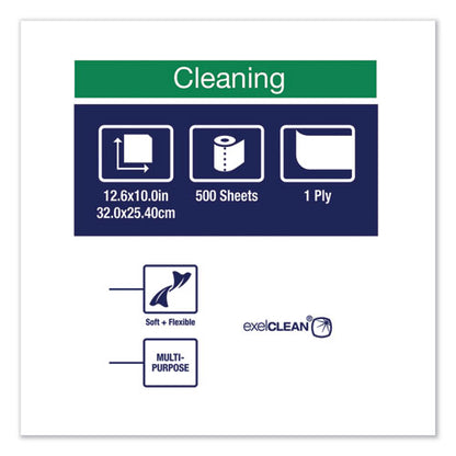 Tork Cleaning Cloth, 12.6 x 10, White, 500 Wipes-Carton 510137