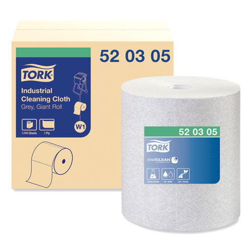 Tork Industrial Cleaning Cloths, 1-Ply, 12.6 x 13.3, Gray, 1,050 Wipes-Roll 520305