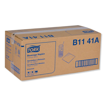 Tork Universal Beverage Napkin, 1-Ply,9.13 x 9.13, 1-4 Fold, Poly-Pack, White, 4000-Carton B1141A
